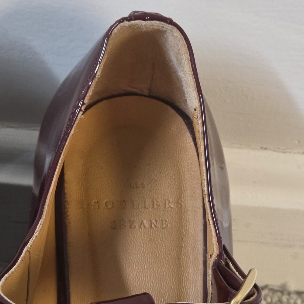 Sezane Monique Mary Jane Heels Burgundy Patent Leather Platform Pumps EU 39 - Picture 6 of 10